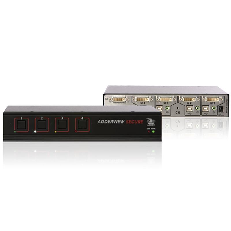 Adder Secure KVM Switch with USB DVI EAL4 and EAL2 Accredited 4 poorts