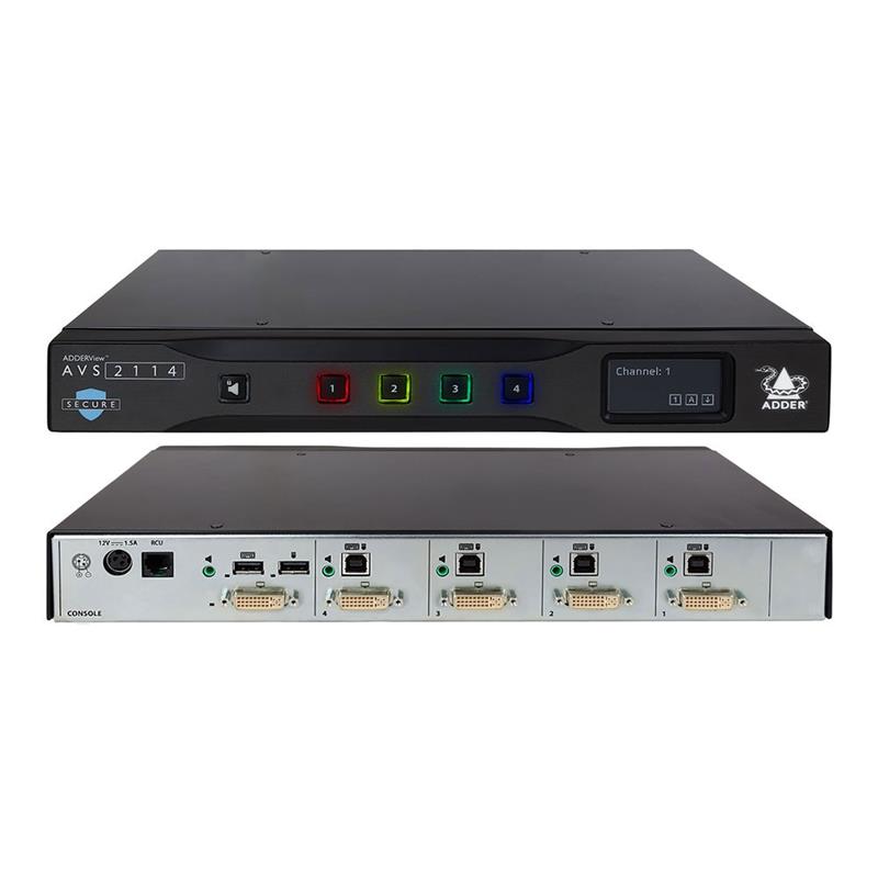 Adder AdderView Secure 4-port DVI-D 2K 60 SINGLE HEAD 4 poorts