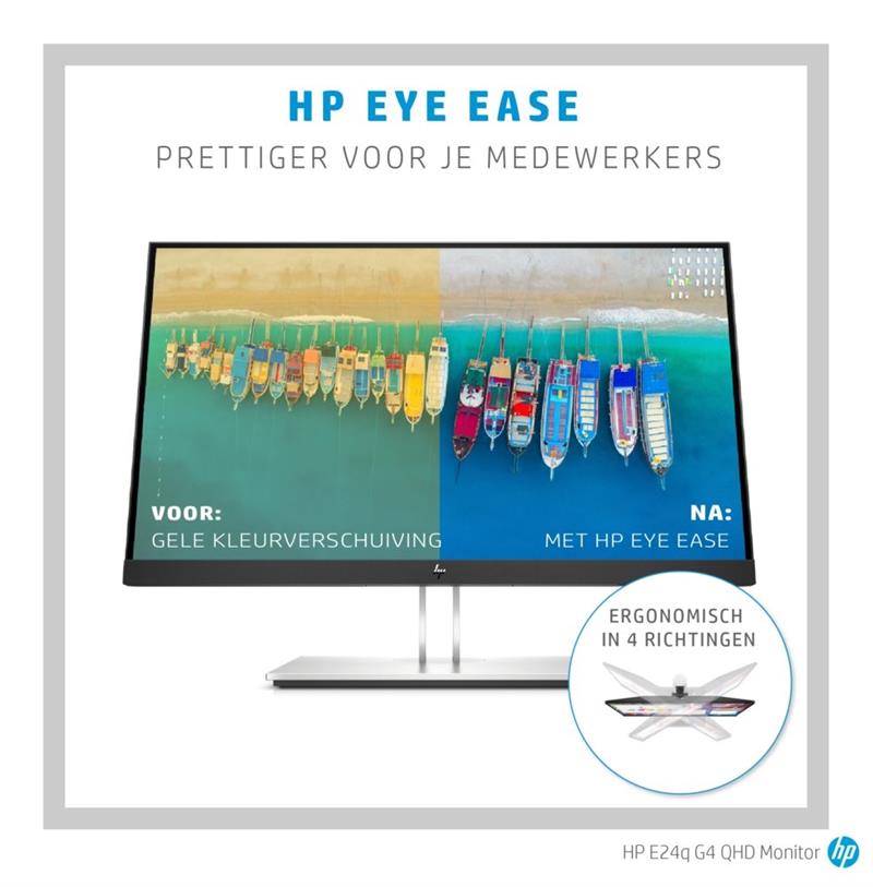 HP E-Series E24q G4 60,5 cm (23.8"") 2560 x 1440 Pixels Quad HD Zwart, Zilver