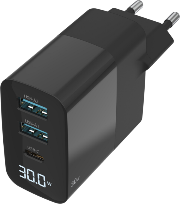 Sitecom 30 W GaN Power Delivery wandoplader met led-scherm