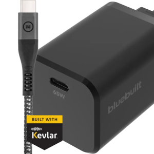 BlueBuilt Power Delivery Oplader met Usb C Poort 65W Zwart + Usb C naar Usb C kabel 1,5m